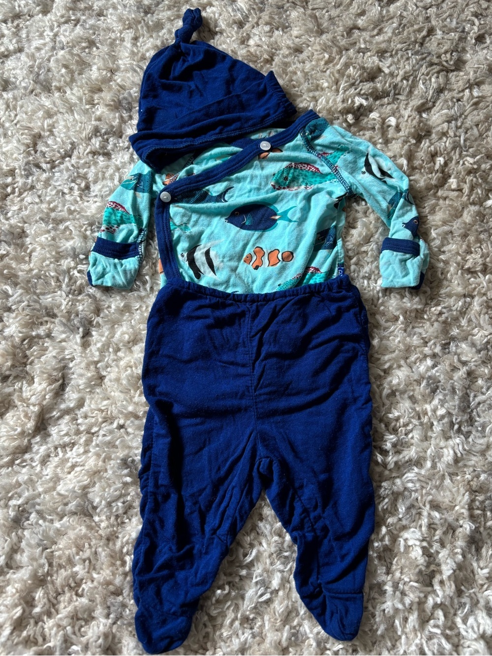 KicKee Pants Two-Piece Navy & FishOutfit with Hat